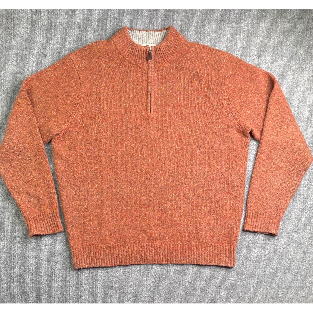 Peter‎ Millar Sweater Mens XL Orange Merino Alpaca Blend Quarter Zip MF20S68